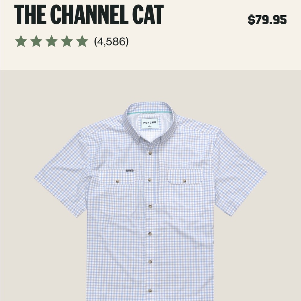 Blue and White Gingham PONCHO Button Down Shirt